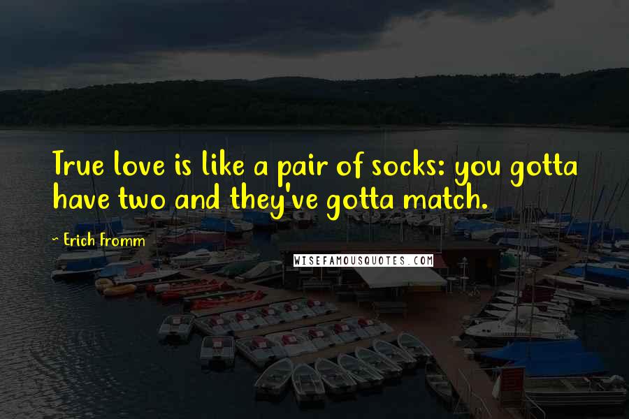 Erich Fromm Quotes: True love is like a pair of socks: you gotta have two and they've gotta match.