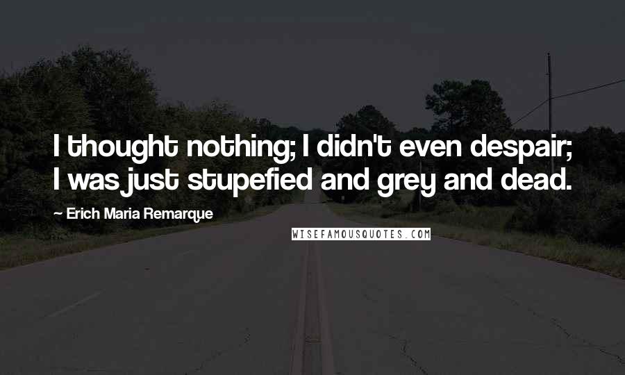 Erich Maria Remarque Quotes: I thought nothing; I didn't even despair; I was just stupefied and grey and dead.