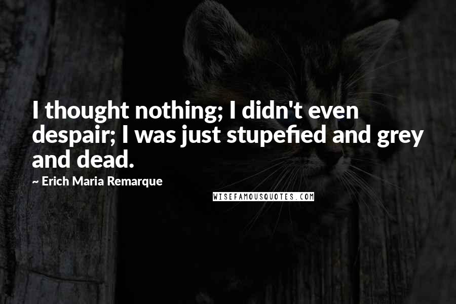 Erich Maria Remarque Quotes: I thought nothing; I didn't even despair; I was just stupefied and grey and dead.