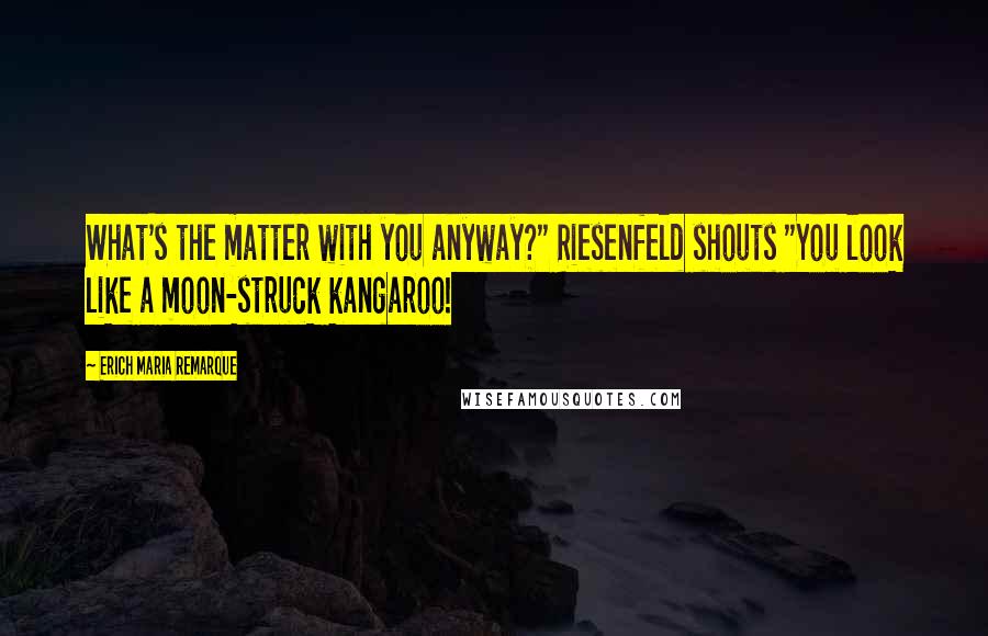 Erich Maria Remarque Quotes: What's the matter with you anyway?" Riesenfeld shouts "You look like a moon-struck kangaroo!