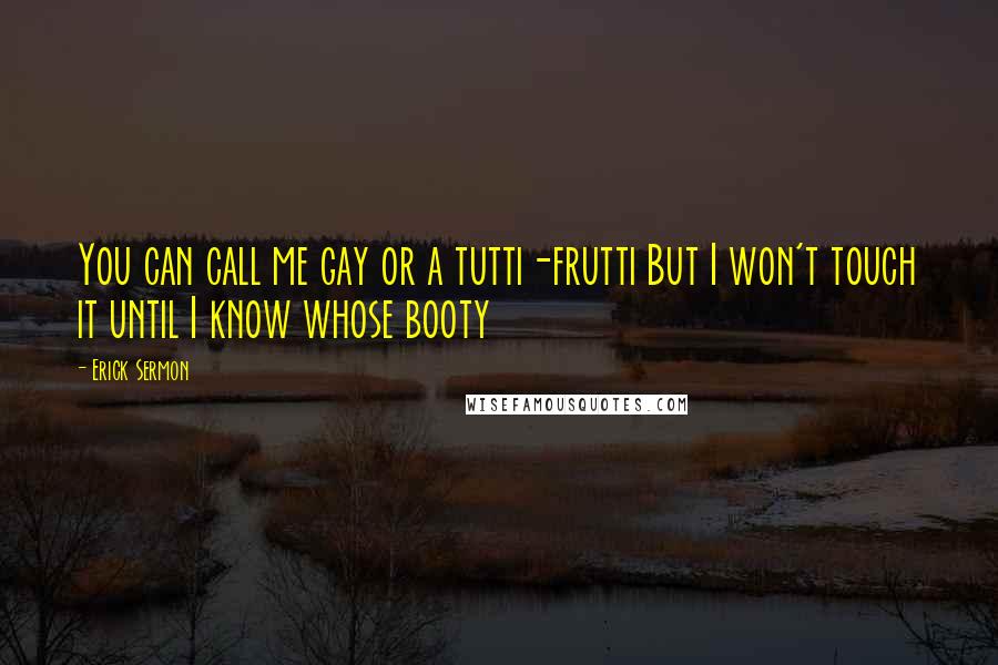 Erick Sermon Quotes: You can call me gay or a tutti-frutti But I won't touch it until I know whose booty