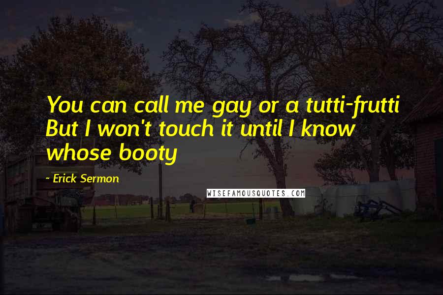 Erick Sermon Quotes: You can call me gay or a tutti-frutti But I won't touch it until I know whose booty