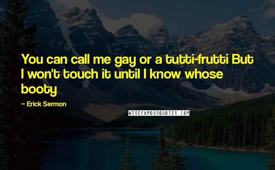 Erick Sermon Quotes: You can call me gay or a tutti-frutti But I won't touch it until I know whose booty
