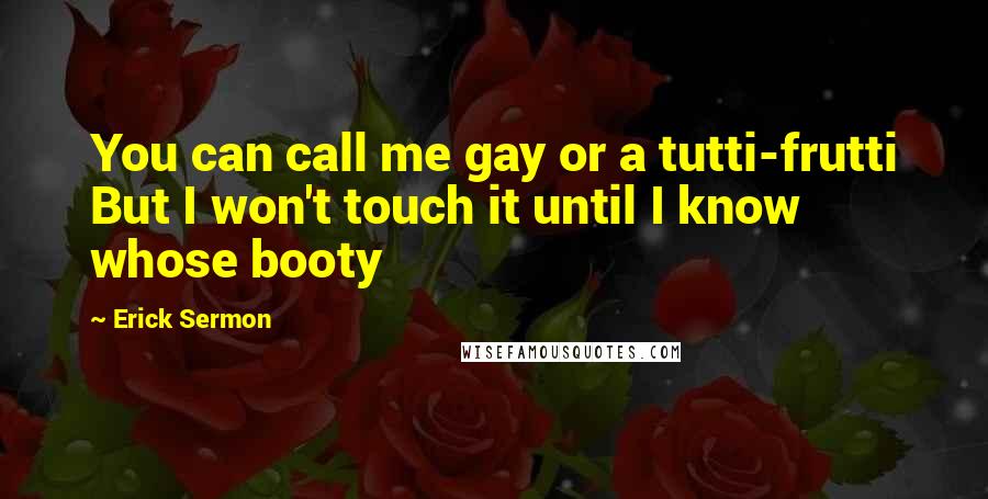 Erick Sermon Quotes: You can call me gay or a tutti-frutti But I won't touch it until I know whose booty