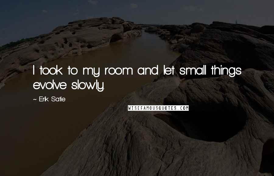 Erik Satie Quotes: I took to my room and let small things evolve slowly.