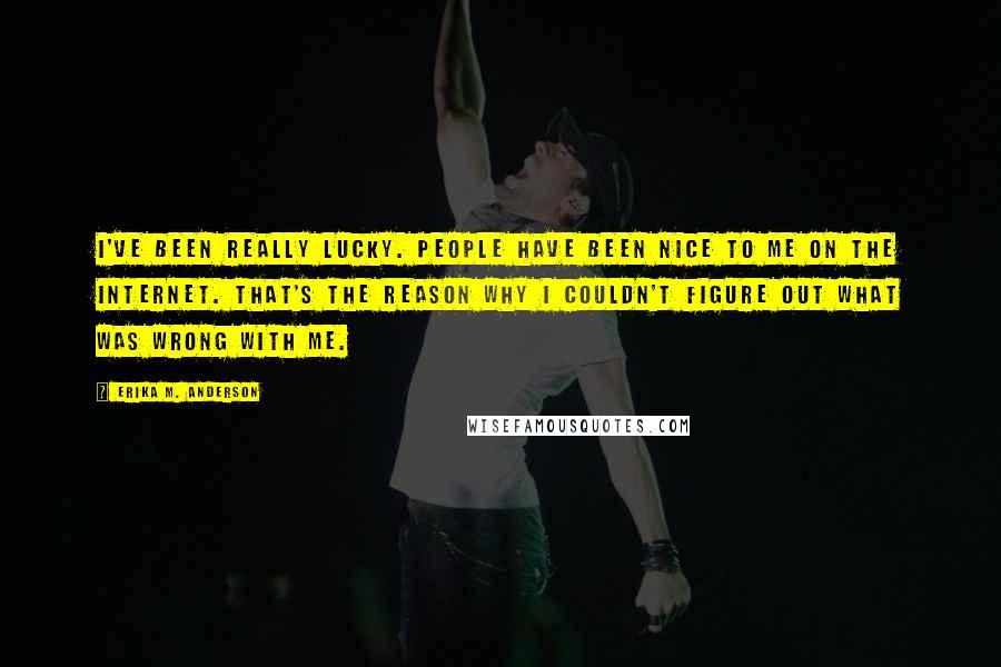 Erika M. Anderson Quotes: I've been really lucky. People have been nice to me on the internet. That's the reason why I couldn't figure out what was wrong with me.