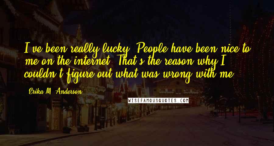 Erika M. Anderson Quotes: I've been really lucky. People have been nice to me on the internet. That's the reason why I couldn't figure out what was wrong with me.