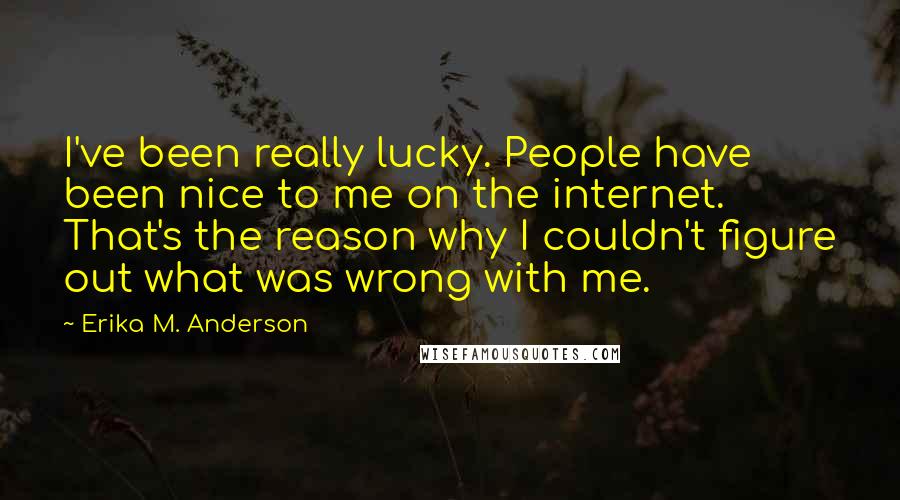 Erika M. Anderson Quotes: I've been really lucky. People have been nice to me on the internet. That's the reason why I couldn't figure out what was wrong with me.