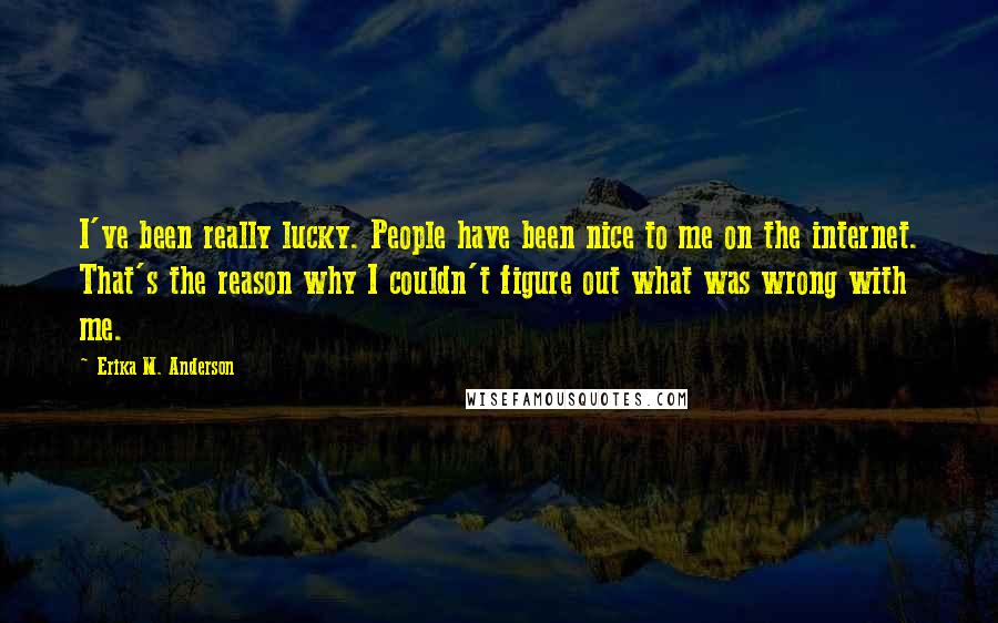 Erika M. Anderson Quotes: I've been really lucky. People have been nice to me on the internet. That's the reason why I couldn't figure out what was wrong with me.
