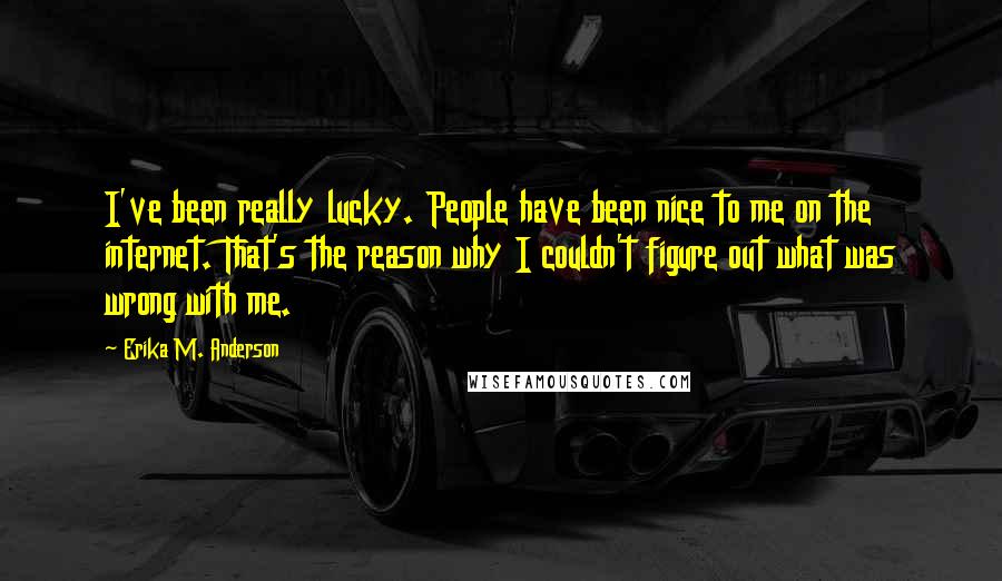 Erika M. Anderson Quotes: I've been really lucky. People have been nice to me on the internet. That's the reason why I couldn't figure out what was wrong with me.