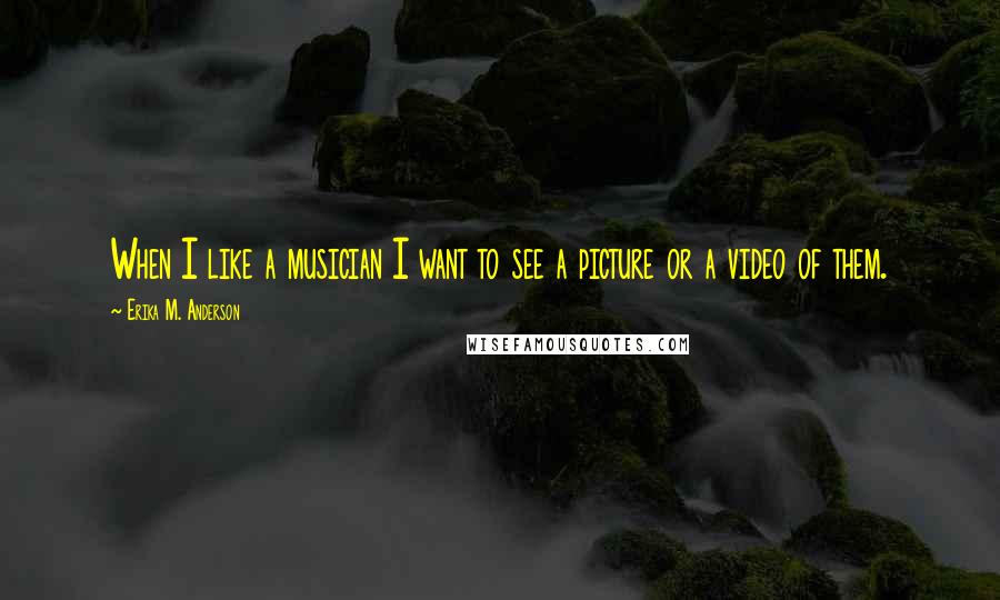 Erika M. Anderson Quotes: When I like a musician I want to see a picture or a video of them.