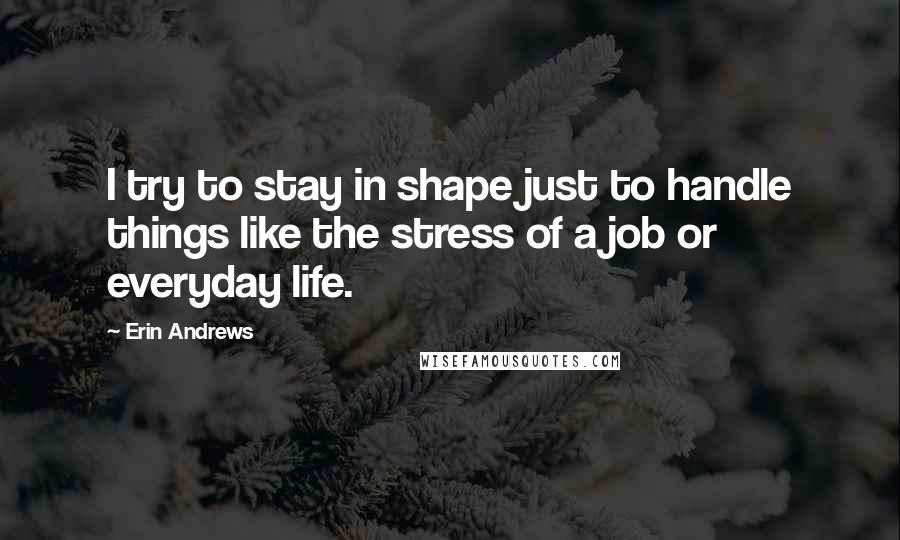 Erin Andrews Quotes: I try to stay in shape just to handle things like the stress of a job or everyday life.