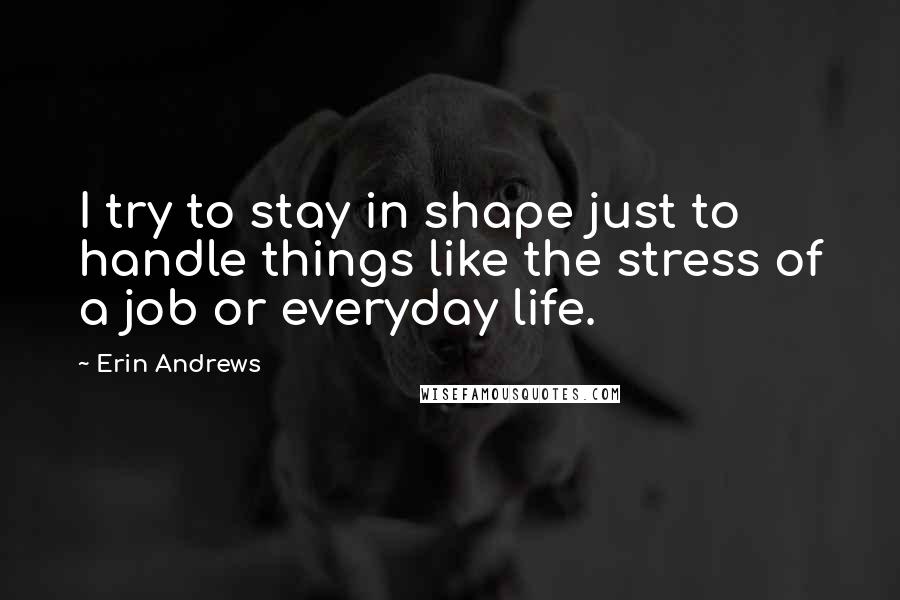 Erin Andrews Quotes: I try to stay in shape just to handle things like the stress of a job or everyday life.