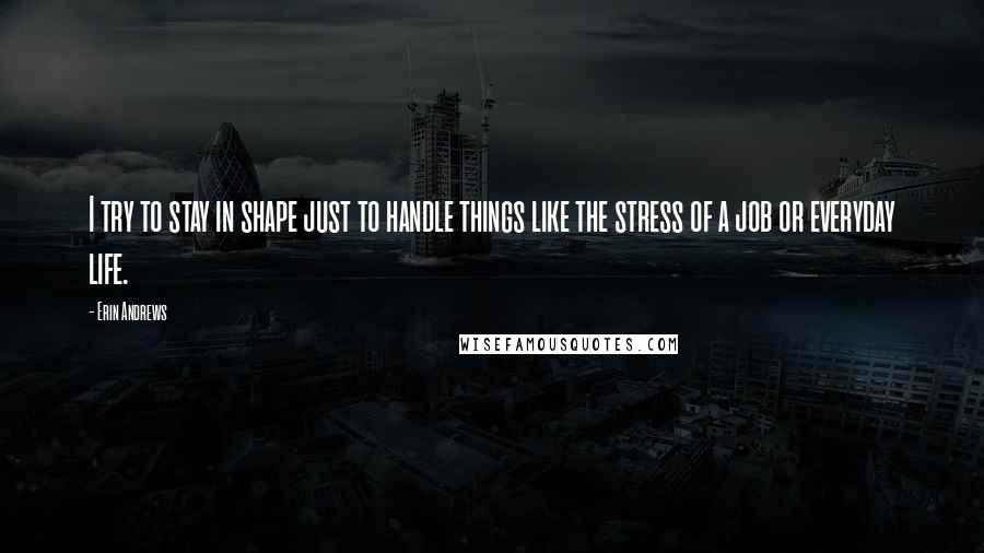 Erin Andrews Quotes: I try to stay in shape just to handle things like the stress of a job or everyday life.