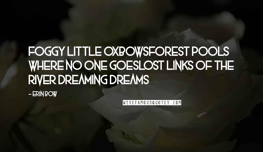 Erin Bow Quotes: Foggy little oxbowsForest pools where no one goesLost links of the river dreaming dreams