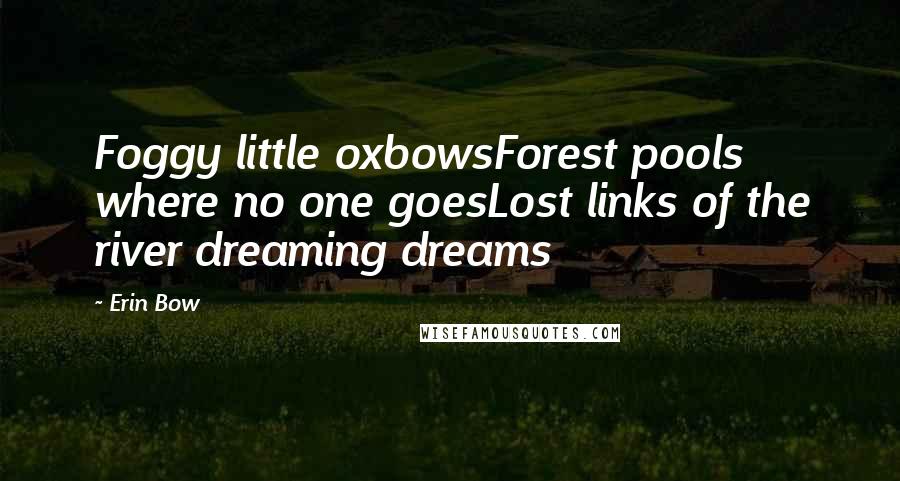 Erin Bow Quotes: Foggy little oxbowsForest pools where no one goesLost links of the river dreaming dreams