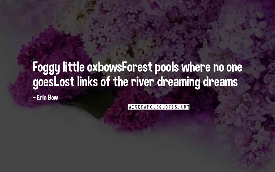 Erin Bow Quotes: Foggy little oxbowsForest pools where no one goesLost links of the river dreaming dreams