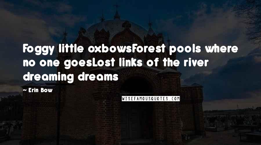 Erin Bow Quotes: Foggy little oxbowsForest pools where no one goesLost links of the river dreaming dreams
