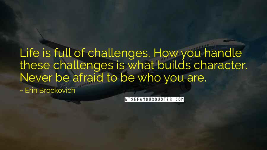 Erin Brockovich Quotes: Life is full of challenges. How you handle these challenges is what builds character. Never be afraid to be who you are.