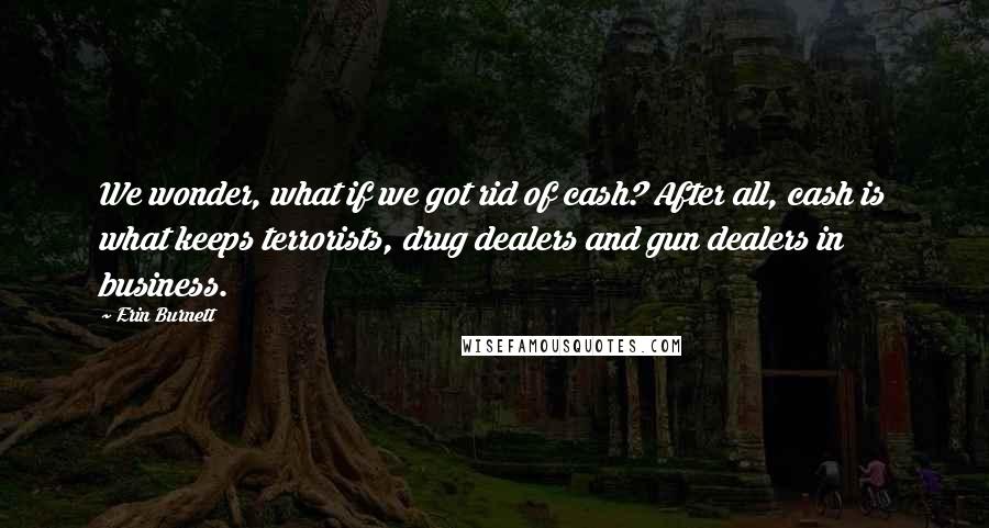 Erin Burnett Quotes: We wonder, what if we got rid of cash? After all, cash is what keeps terrorists, drug dealers and gun dealers in business.