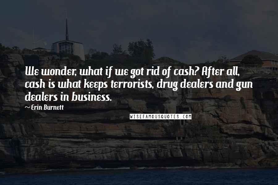 Erin Burnett Quotes: We wonder, what if we got rid of cash? After all, cash is what keeps terrorists, drug dealers and gun dealers in business.
