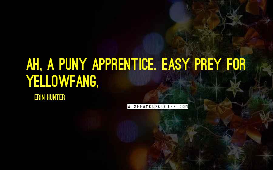 Erin Hunter Quotes: Ah, a puny apprentice. Easy prey for Yellowfang,