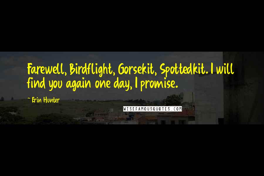 Erin Hunter Quotes: Farewell, Birdflight, Gorsekit, Spottedkit. I will find you again one day, I promise.