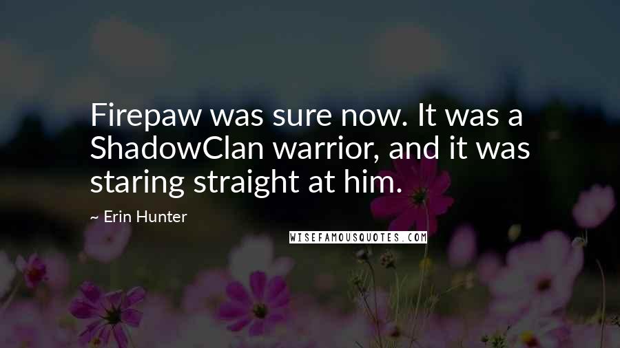 Erin Hunter Quotes: Firepaw was sure now. It was a ShadowClan warrior, and it was staring straight at him.