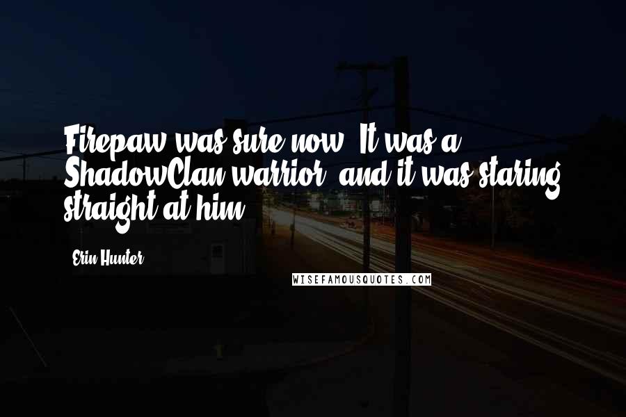 Erin Hunter Quotes: Firepaw was sure now. It was a ShadowClan warrior, and it was staring straight at him.