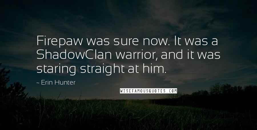 Erin Hunter Quotes: Firepaw was sure now. It was a ShadowClan warrior, and it was staring straight at him.