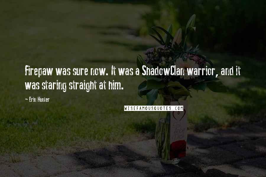 Erin Hunter Quotes: Firepaw was sure now. It was a ShadowClan warrior, and it was staring straight at him.