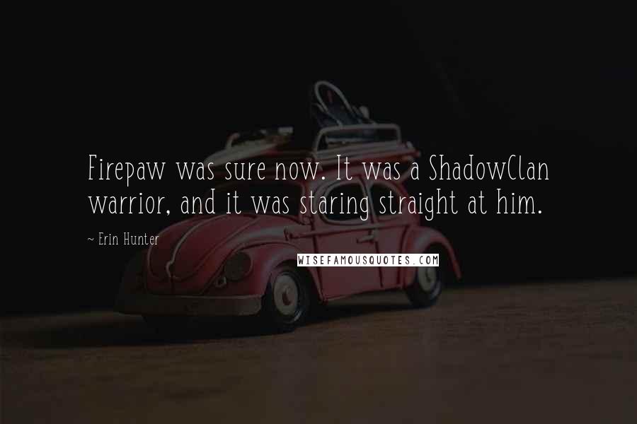 Erin Hunter Quotes: Firepaw was sure now. It was a ShadowClan warrior, and it was staring straight at him.