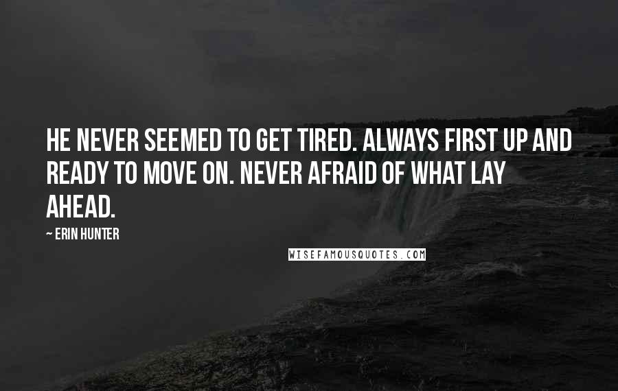 Erin Hunter Quotes: He never seemed to get tired. Always first up and ready to move on. Never afraid of what lay ahead.