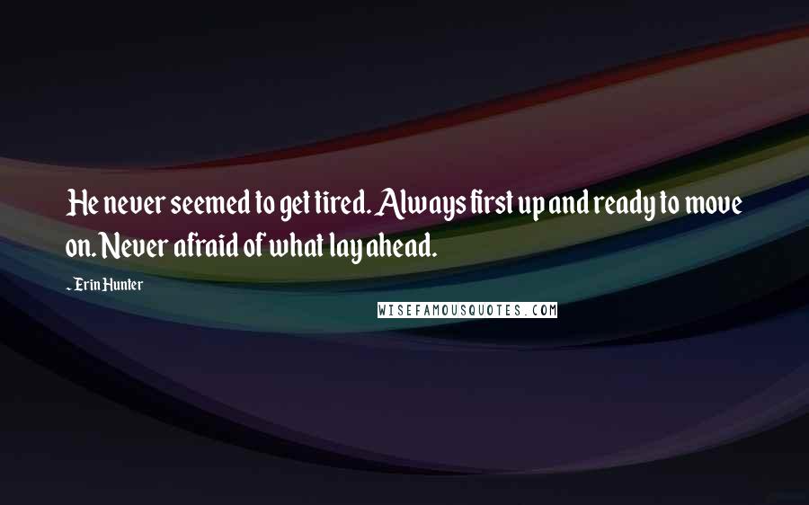 Erin Hunter Quotes: He never seemed to get tired. Always first up and ready to move on. Never afraid of what lay ahead.