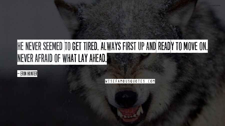 Erin Hunter Quotes: He never seemed to get tired. Always first up and ready to move on. Never afraid of what lay ahead.