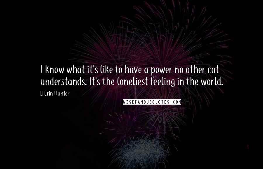 Erin Hunter Quotes: I know what it's like to have a power no other cat understands. It's the loneliest feeling in the world.