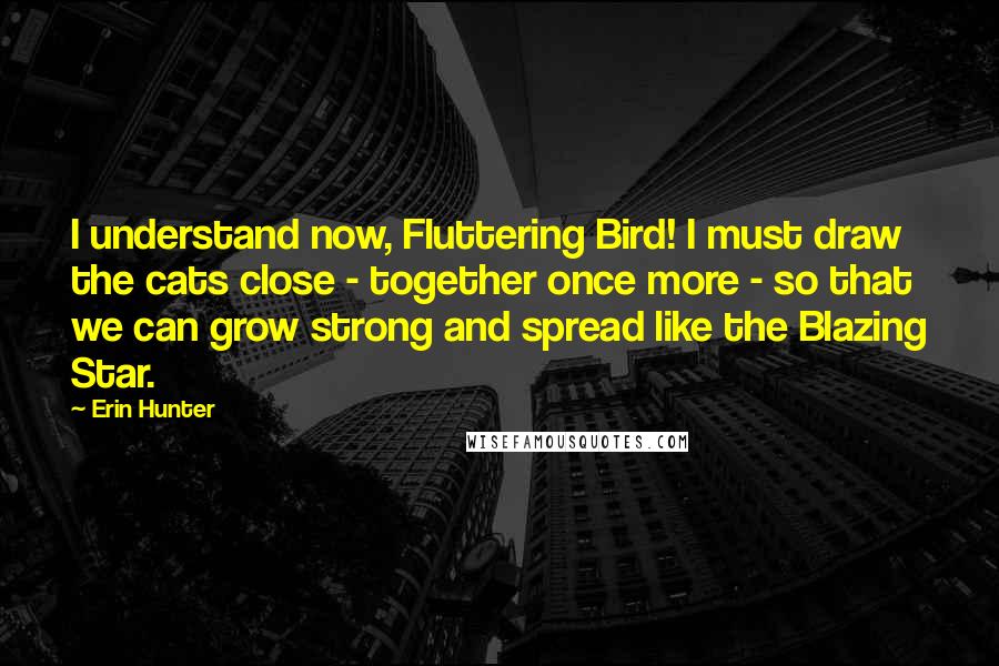 Erin Hunter Quotes: I understand now, Fluttering Bird! I must draw the cats close - together once more - so that we can grow strong and spread like the Blazing Star.