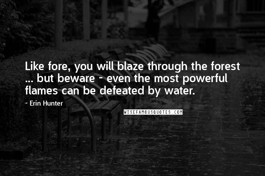 Erin Hunter Quotes: Like fore, you will blaze through the forest ... but beware - even the most powerful flames can be defeated by water.