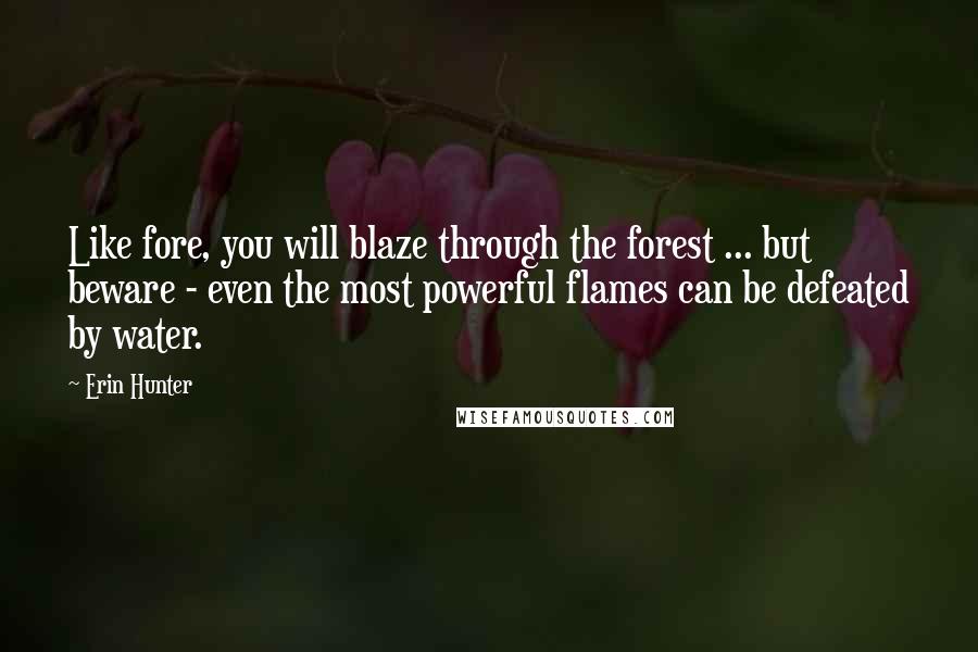 Erin Hunter Quotes: Like fore, you will blaze through the forest ... but beware - even the most powerful flames can be defeated by water.
