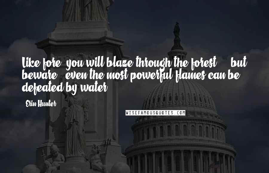 Erin Hunter Quotes: Like fore, you will blaze through the forest ... but beware - even the most powerful flames can be defeated by water.