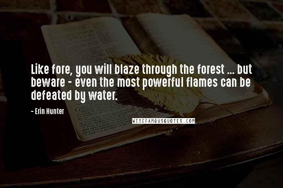 Erin Hunter Quotes: Like fore, you will blaze through the forest ... but beware - even the most powerful flames can be defeated by water.