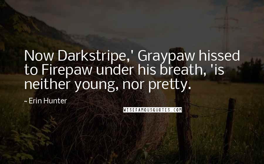 Erin Hunter Quotes: Now Darkstripe,' Graypaw hissed to Firepaw under his breath, 'is neither young, nor pretty.