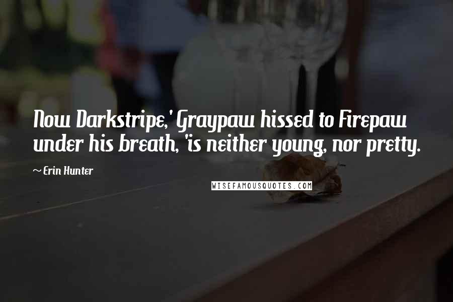 Erin Hunter Quotes: Now Darkstripe,' Graypaw hissed to Firepaw under his breath, 'is neither young, nor pretty.