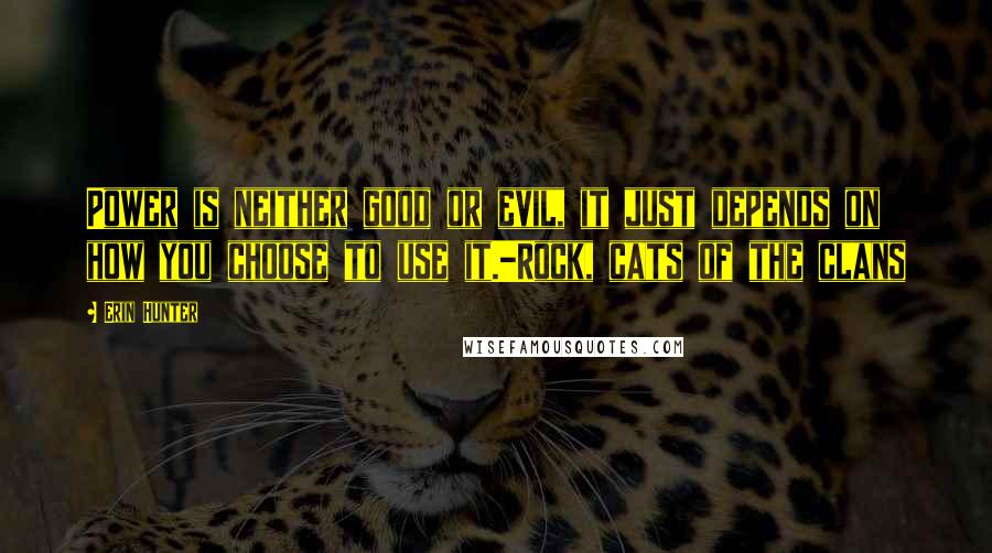 Erin Hunter Quotes: Power is neither good or evil, it just depends on how you choose to use it.-Rock, cats of the clans