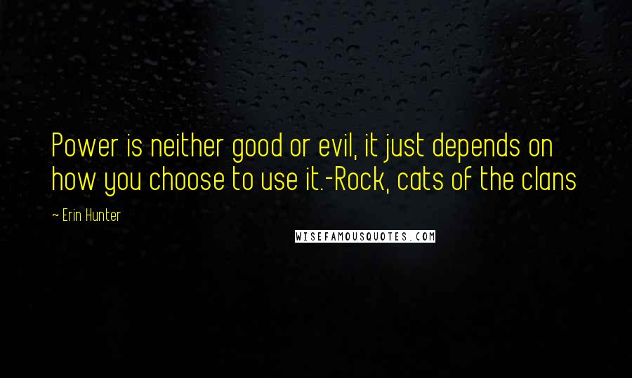 Erin Hunter Quotes: Power is neither good or evil, it just depends on how you choose to use it.-Rock, cats of the clans