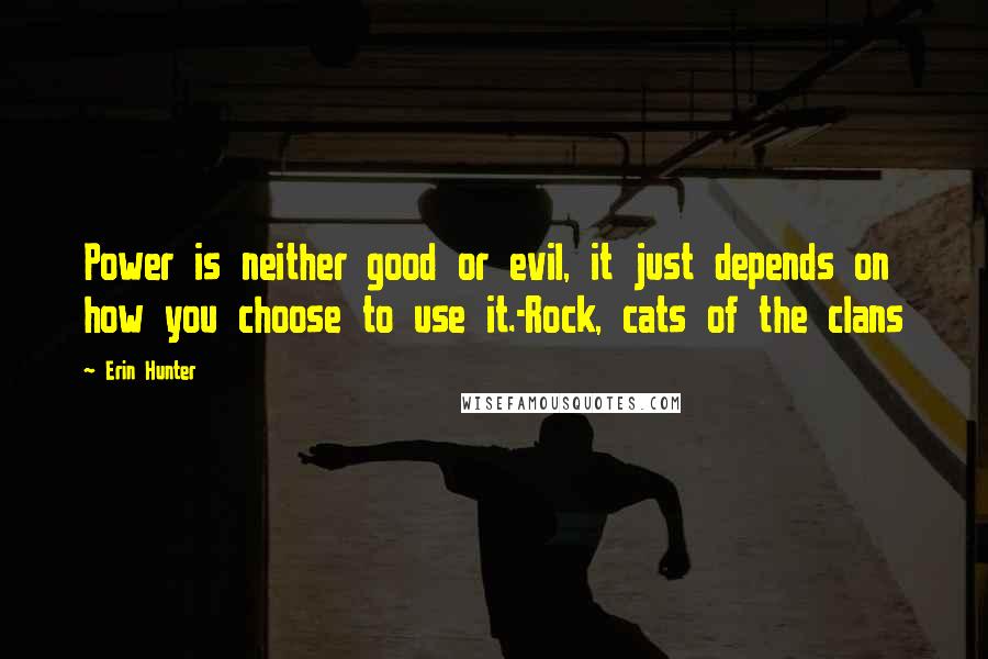 Erin Hunter Quotes: Power is neither good or evil, it just depends on how you choose to use it.-Rock, cats of the clans