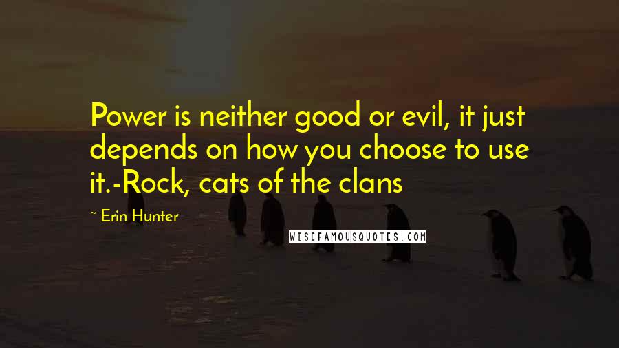 Erin Hunter Quotes: Power is neither good or evil, it just depends on how you choose to use it.-Rock, cats of the clans