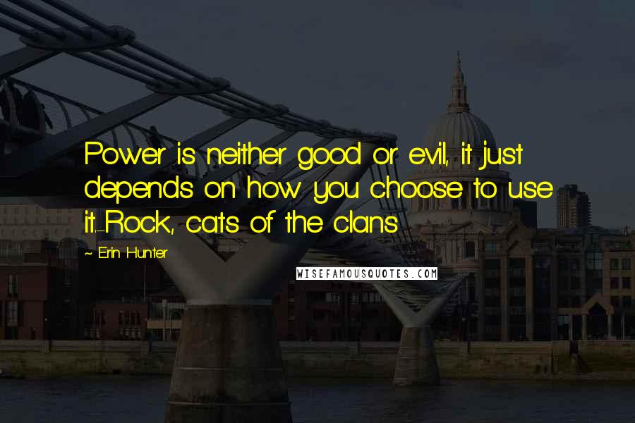 Erin Hunter Quotes: Power is neither good or evil, it just depends on how you choose to use it.-Rock, cats of the clans