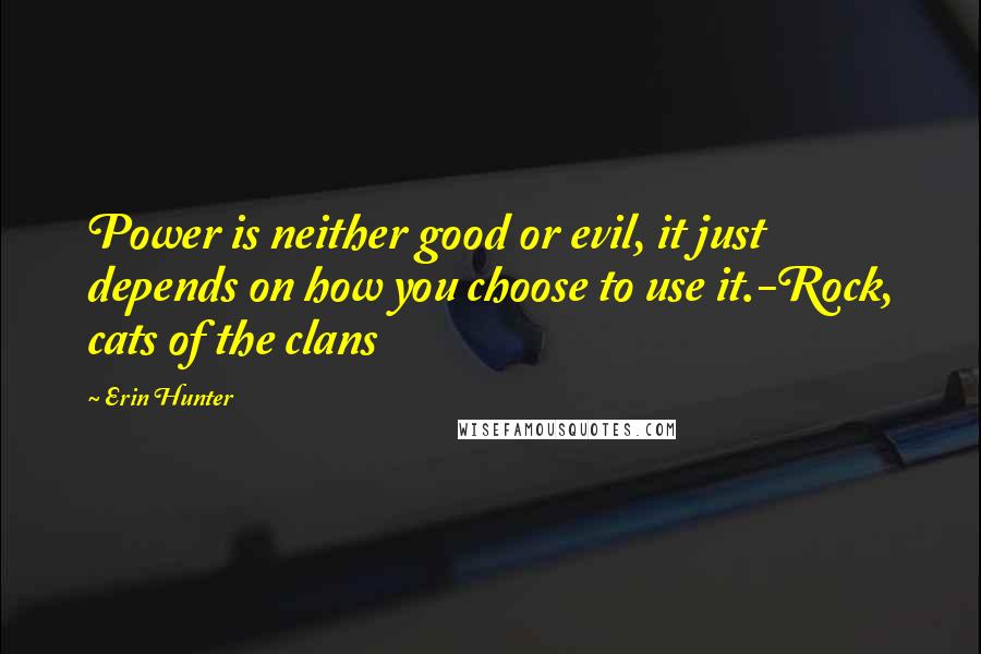 Erin Hunter Quotes: Power is neither good or evil, it just depends on how you choose to use it.-Rock, cats of the clans