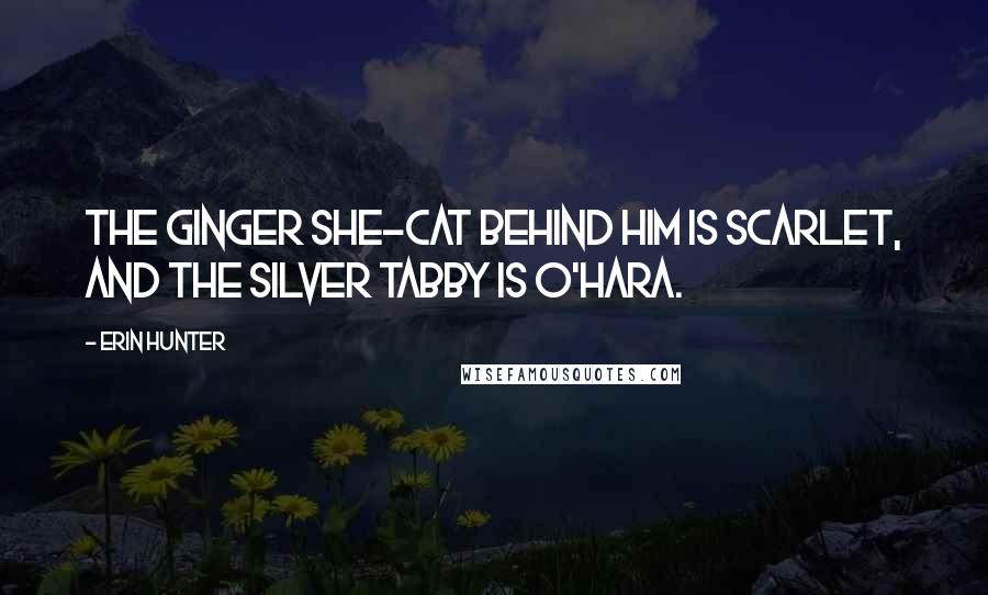 Erin Hunter Quotes: The ginger she-cat behind him is Scarlet, and the silver tabby is O'Hara.